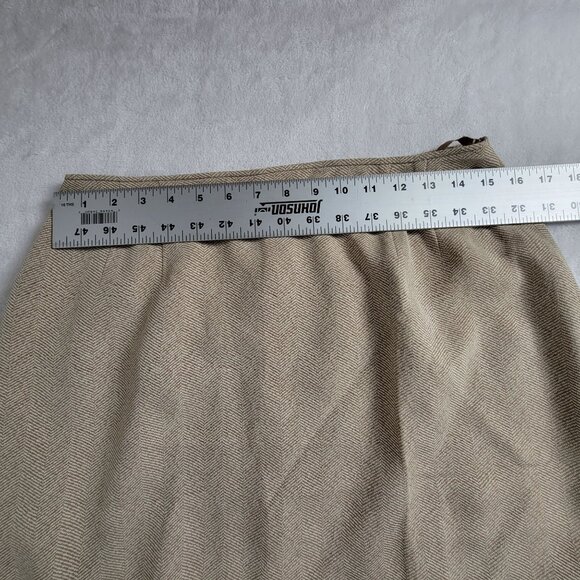 Emanuel Ungaro Beige Herringbone Wool Blend Pencil Skirt Size 12/46 Korea Made - Picture 7 of 9